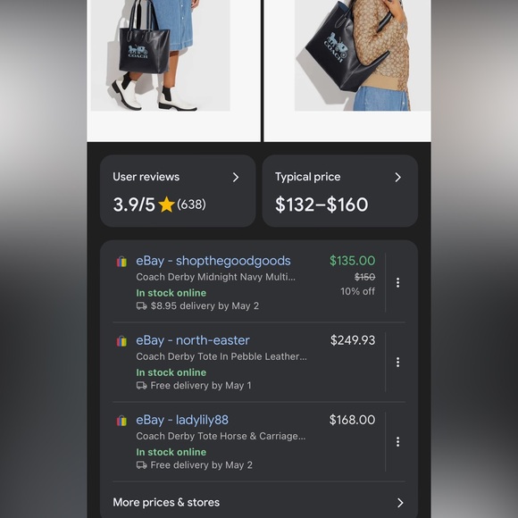 Coach Black Tote Bag with Blue Logo - Picture 7 of 7